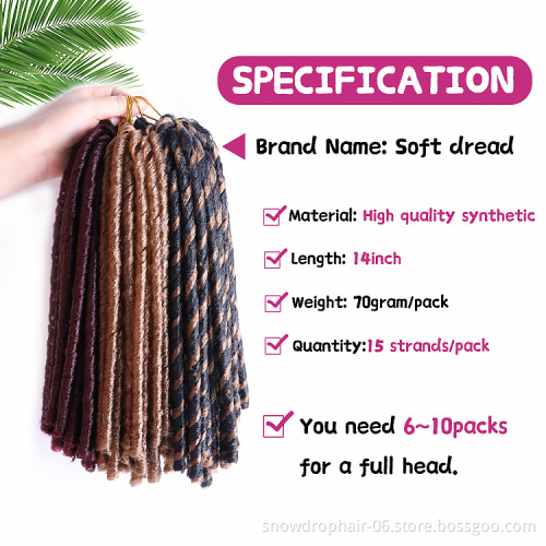 Synthetic Afro Kinky Soft Dread Faux Locs Braids Styles Softex Soft Dread Lock Synthetic Braiding Hair